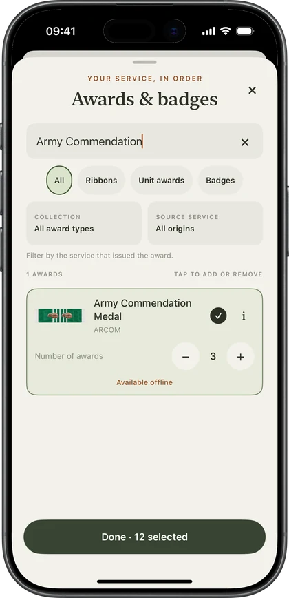 Army Commendation Medal selected with a quantity of three